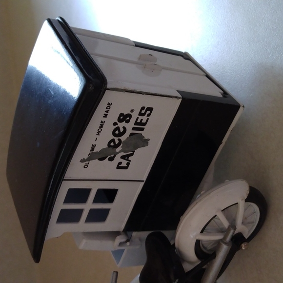 See's Candies Die Cast Metal Black and White Motorcycle Side Car Delivery Wagon - Picture 4 of 8